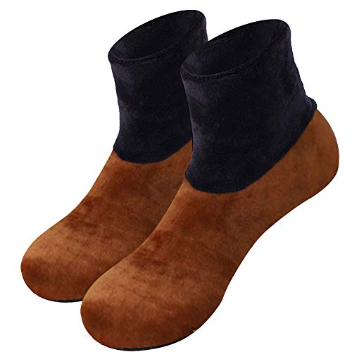 ZDQ Invierno Calcetines Termicos Mujer Calcetines Zapatillas Casa Suaves Cómodo Calcetines Antideslizantes Cálido Calcetin con Suela Gruesos Calcetin Felpas Zapatilla Calcetin de Piso Marrón 35-39