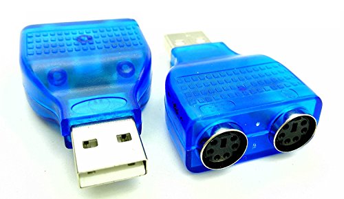 zdyCGTime (lote de 2) color azul Ratón Teclado USB A macho a Dual PS/2 adaptador hembra Conector, nuevo USB macho a 2 PS/2 hembra adaptador activo T-Splitter