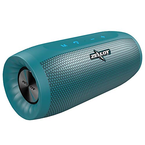 ZEALOT S16 Altavoz Bluetooth, Portátil, 20W estéreo, Sonido 360º Envolvente, 2 subwoofers. con 4000mAh batería powerbank, 24 Horas de Reproducción. Impermeable, Manos Libres(Azul)