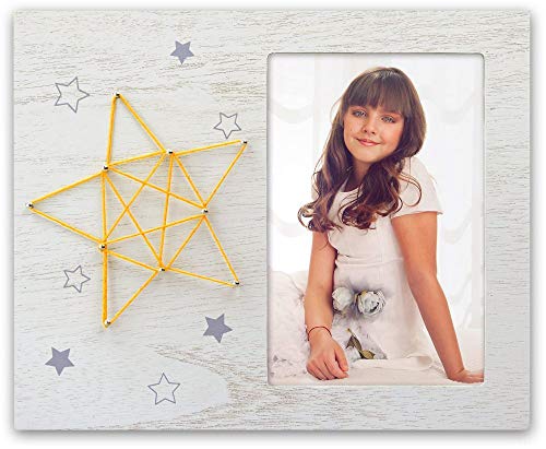 Zep VG7446 Sirio - Marco de fotos (madera), diseño de estrella, color amarillo y gris Zep VG7446 Sirio - Marco de fotos (madera), diseño de estrella, color amarillo y gris