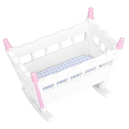 Zerodis Casa de muñecas Mini Cuna para bebé, Simulación Muebles en Miniatura Cuna para bebés Juguete de casa Adorno para 1/12 Accesorios de casa de muñecas Zerodis Casa de muñecas Mini Cuna para bebé, Simulación Muebles en Miniatura Cuna para bebés Juguete de casa Adorno para 1/12 Accesorios de casa de muñecas