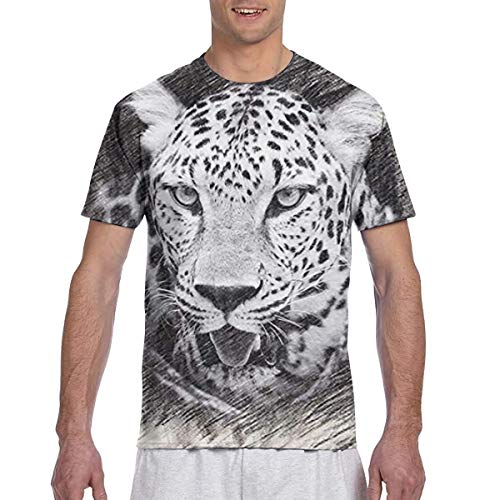 Zhgrong Camisetas para Hombre Cute Leopard Face Poliéster Activo Camisetas para Hombre Ligeras