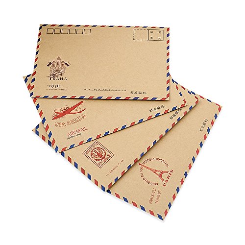 Zhi Jin Lot de 100 enveloppes vintage, motif poste aérienne, lettre enveloppes, coffret cadeau pour poster carte de vœux, de voyage Kraft