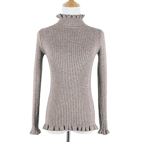 ZHONGCZ Suéteres de Mujer Suéteres Ajustados en Invierno-Caqui_M (40-45 kg) Adecuado para Peso