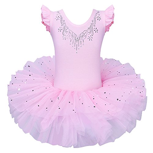 ZNYUNE Niña Tutu Vestido de Ballet Danza Clásico 184 Rosa XL para 5-6 años