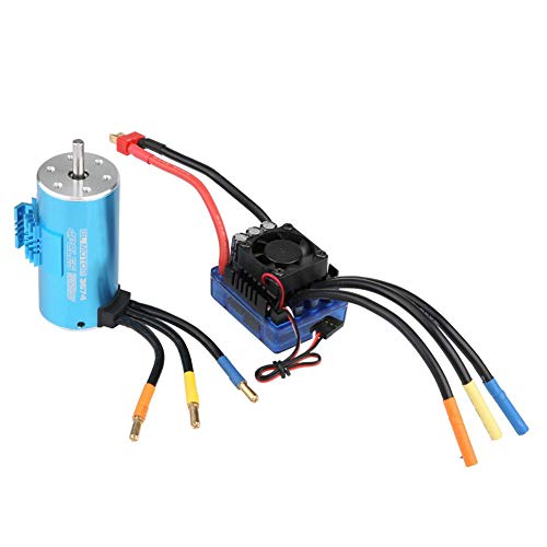 Zouminyy Motor sin escobillas a Prueba de Agua de 12 Ranuras y 4 Polos 3674 2250/2650KV para Coches Todoterreno RC a Escala 1/8(2650KV Motor + 120A ESC + Heatsink)