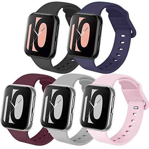 Zoye - Lote de 5 pulseras compatibles con Apple Watch de 38 mm, 42 mm, 40 mm, 44 mm, silicona de repuesto compatible con iWatch Series 6 5 4 3 2 1 Se (42/44 mm-S/M)