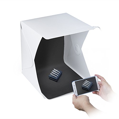 ZWOOS Caja de Fotografía con LED de Luz Fotográfico Tienda Caja de Kit, Mini Plegable Portátil Fotografía Estudio Foto con Fondo Negro/Blanco