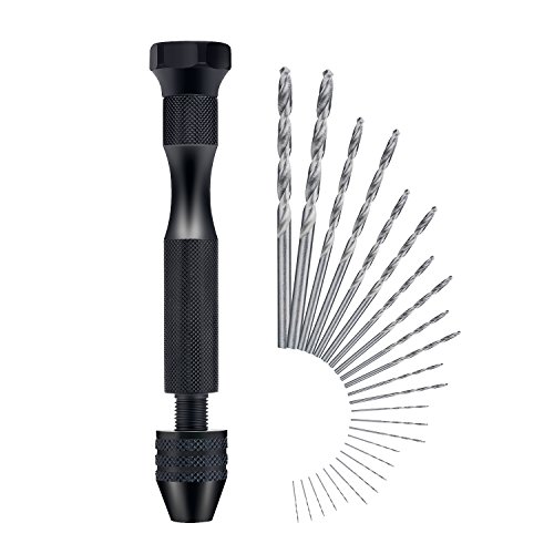 ZWOOS Taladro de mano - Mini Aluminio Taladro y 25 Pcs Brocas Herramientas Rotativas para la Perforación Artesanal. ZWOOS Taladro de mano - Mini Aluminio Taladro y 25 Pcs Brocas Herramientas Rotativas para la Perforación Artesanal.