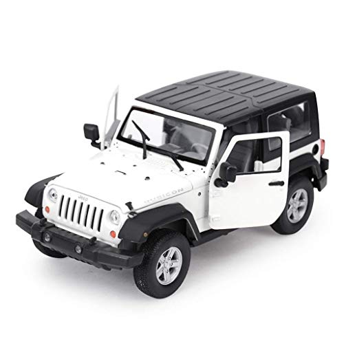 1: 24 a presión de aleaciones de juguete modelo de coche, modelo de coche JEEP Wrangler Robin Hood-o-terreno, coches colección de los amantes de la joyería, decoración de la oficina (Color: Blanco - t