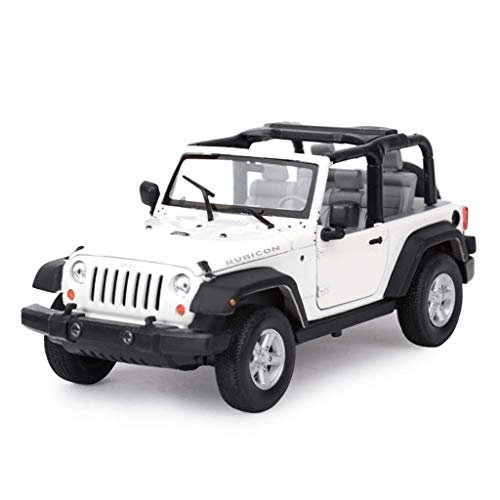 1: 24 a presión de aleaciones de juguete modelo de coche, modelo de coche JEEP Wrangler Robin Hood-o-terreno, coches colección de los amantes de la joyería, decoración de la oficina (Color: Blanco - t