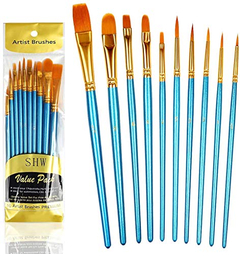 10 Piezas de Pinceles (Conjunto), Cepillo de nylon para Pintura acrílica, Pintura al óleo, Pintura de acuarela, pintura a la aguada, Pintura de la cara (azur) 10 Piezas de Pinceles (Conjunto), Cepillo de nylon para Pintura acrílica, Pintura al óleo, Pintura de acuarela, pintura a la aguada, Pintura de la cara (azur)