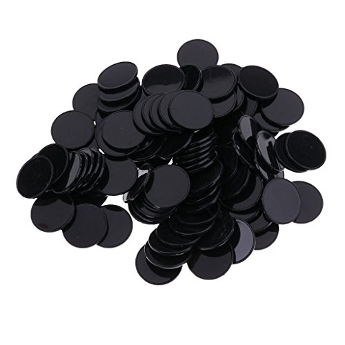 100pcs x Juego de Mesa Chips de Monedas Plásticas Casino Poker Chips Poker Arte Bricolaje 25mm - Negro