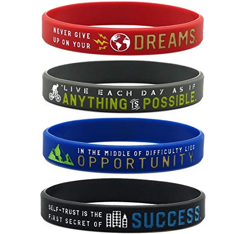 11thGear 4 Pulseras de Pulseras de Silicona de Cita Positiva Motivacional - Anything Is Possible Success Dreams Opportunity 11thGear 4 Pulseras de Pulseras de Silicona de Cita Positiva Motivacional - Anything Is Possible Success Dreams Opportunity