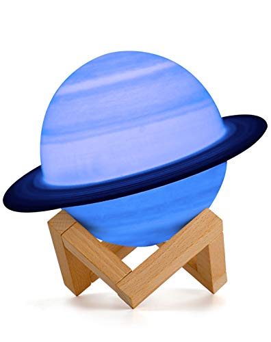 15 cm Saturno Planet Lámpara, AMZJUPWM 3D Impresión 16 Colores con Soporte, Control Táctil y Portátil USB Recargable para Decoración del Hogar y Regalos para Niños, Amigos, Amantes (Saturno)