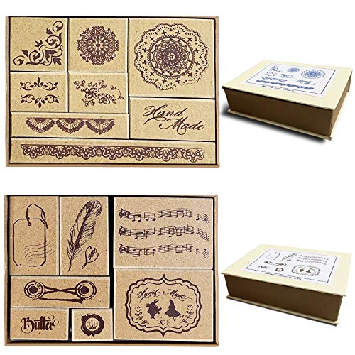 15 piezas de sello de goma de madera/hojas de sello para álbum de fotos decorativo, conjunto de sellos de bloc de notas de diario de bricolaje Patrones, 2 cajas, patrón"hand made" 15 piezas de sello de goma de madera/hojas de sello para álbum de fotos decorativo, conjunto de sellos de bloc de notas de diario de bricolaje Patrones, 2 cajas, patrón"hand made"