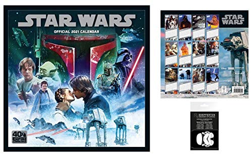 1art1 Star Wars, Classic Calendario Oficial 2021 (30x30 cm) con 1x Tarjeteros para Tarjetas De Crédito (10x7 cm)