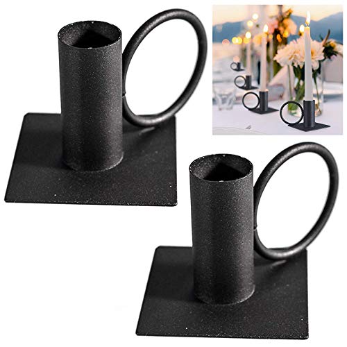 2 Piezas Portavelas Hierro Metal Retro Moderno Negro Candelabro Vintage De Metal Con Asa Candelabro Antiguo Negro Candelabro Con Asa 7,5 x 5 cm Para Navidad Halloween Comedor Decoración Del Hogar