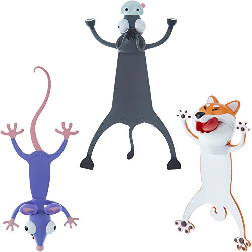 3 Marcadores de Animales de Dibujos Animados 3D Marcador de Lectura de Animales Divertidos Lindos Marcapáginas de Animales Aplastados de Papelería para Estudiantes Adolescentes, Niños y Niñas