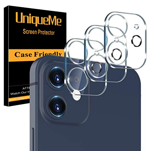 [3 Pack] UniqueMe Protector de Lente de cámara Compatible con iPhone 12 (6.1 pulgadas), Pantalla [9H Dureza ] [Sin Burbujas] HD Cristal Vidrio Templado Compatible con iPhone 12 (6.1 pulgadas)