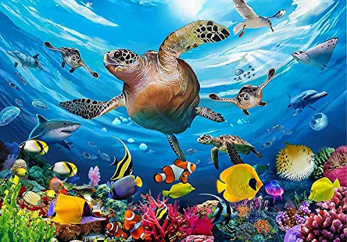 300 Piece Jigsaw for Kids Age 4-8, Turtle Puzzle Learning Toy, Pieces Fit Together Perfectly Finished size: 40cm*28cm