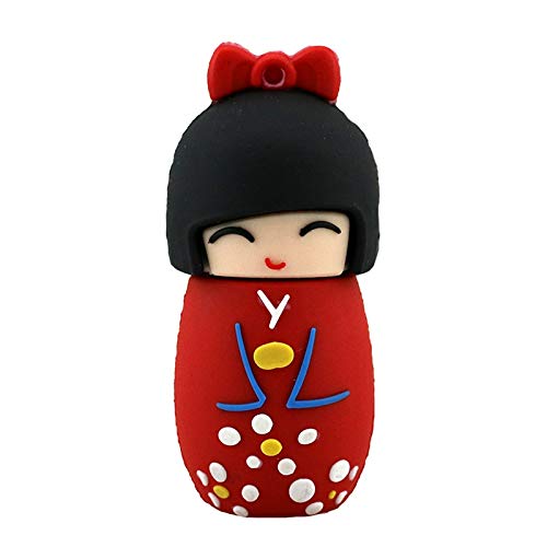 32GB USB 2.0 Flash Drives Cute Red Japonés Muñeca USB Flash Drive Regalo Cartoon USB 2.0 Memory Stick