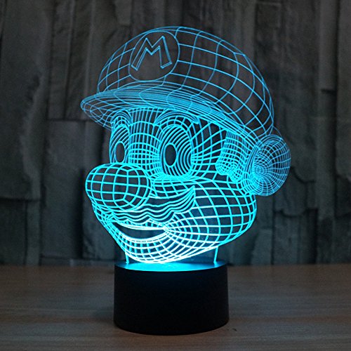 3D Lámpara de Escritorio Win-Y LED 7 del tacto del color de la lámpara del dormitorio del hogar decoración de la oficina para los niños y regalo de Navidad de cumpleaños (G)
