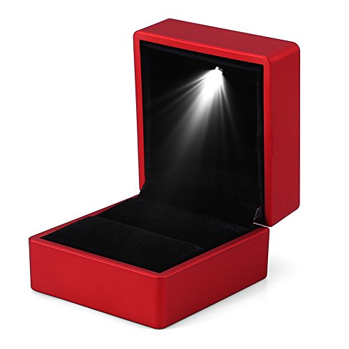 4 colores de moda LED iluminado Anillo caja de almacenamiento de joyería Display Case Gift(rojo)