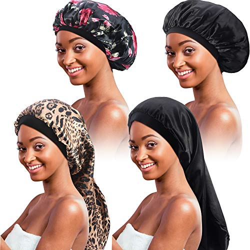4 Gorra de Seda Extra Grande para Cabello Natural, Gorro Suave Largo Satinado Gorro de Dormir Elástico de Banda Ancha Gorro de Dormir Flojo de Pelo Suave para Mujeres Niñas 4 Gorra de Seda Extra Grande para Cabello Natural, Gorro Suave Largo Satinado Gorro de Dormir Elástico de Banda Ancha Gorro de Dormir Flojo de Pelo Suave para Mujeres Niñas