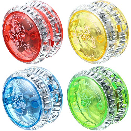 4 Piezas Yoyo de Luz LED Yoyo de Plástico Sensible Yoyo Entretenido para Favores de Fiesta de Principiantes (Colores Aleatorios)