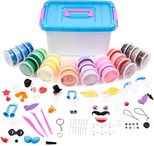 40 Colores Kit de Arcilla Modelar Secado al Aire con Herramientas Accesorios y Maletín| Amplia Variedad Colores, Suave, Alta Calidad, No Tóxico| Juguete Juego Creativo Regalo Cumpleaños Navidad Niños