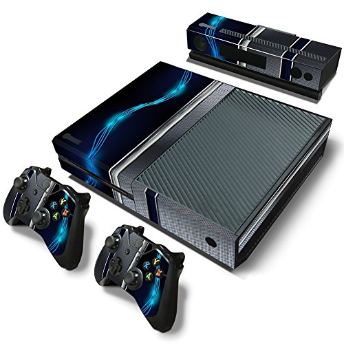 46 North Design Xbox One Pegatinas De La Consola Blue Silver Metal + 2 Pegatinas Del Controlador & 1 Kinect Sticker