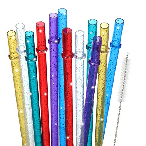 48 Piezas 11 Pulgadas Pajitas de Plástico Reutilizables sin BPA Coloridas Brillantes para 40/30/24 oz Jarra y Vasos, con Cepillo de Limpieza (Dorado, Azul Oscuro, Morado, Rojo, Blanco, Verde)