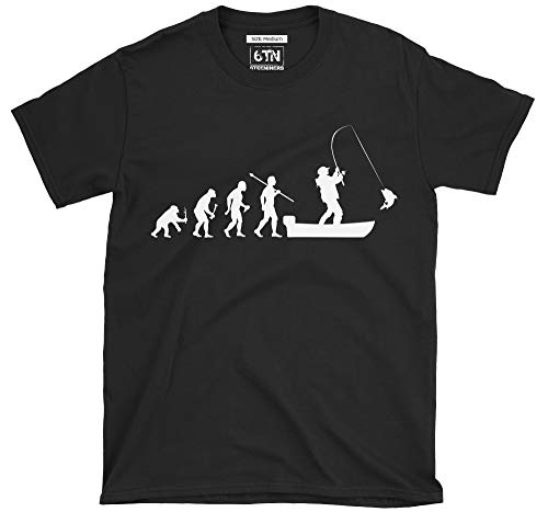 6TN evolución del Hombre a Barco Pesca Camiseta de Manga Corta - Negro, X-Large