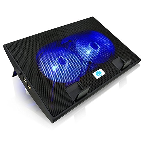 AAB Cooling NC35 - Bases de Refrigeración, Estable Construcción con 2 Ventiladores y Retroiluminación Azul, Ventilador PC USB, Refrigerador PC, Soporte Laptop, Bases Portatil