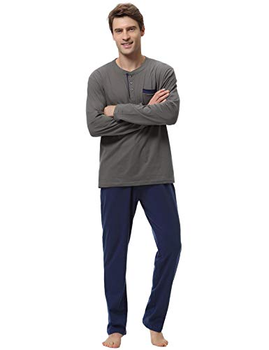 Abollria Pijamas Hombre Algodón 2 Piezas Mangas Larga Pantalon Largo Invierno Cómodo y Agradable Abollria Pijamas Hombre Algodón 2 Piezas Mangas Larga Pantalon Largo Invierno Cómodo y Agradable