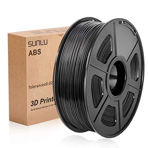 ABS Filament 1.75mm, SUNLU ABS Filament for 3D Printer, Dimensional Accuracy +/- 0.02 mm, ABS Black 1KG