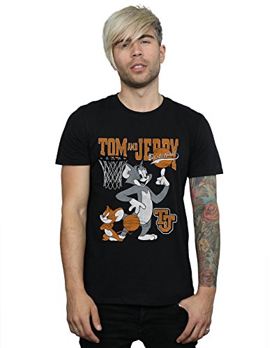 Absolute Cult Tom and Jerry Hombre Spinning Basketball Camiseta Negro Large