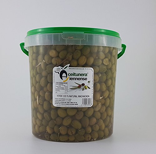 Aceituna Verde Machacada 100% Natural | Aceitunera Jiennense | Cubo 11 kgs (Peso Neto )