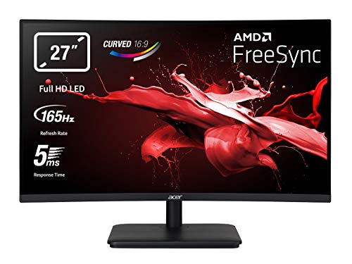 Acer ED270RPbiipx - Monitor curvo de 27" FullHD (69cm, ZeroFrame, FHD, 165Hz, FreeSync VA LED, 2xHDMI, DP AudioOut, EcoDisplay) - color plata