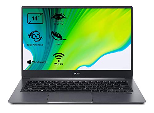 Acer Swift 3 SF314-57 - Portátil ultrafino 14" FullHD (Intel Core i5-1035G1, 8GB RAM, 256GB SSD, Intel UHD Graphics, Windows 10 Home), Teclado QWERTY Español, Color Gris