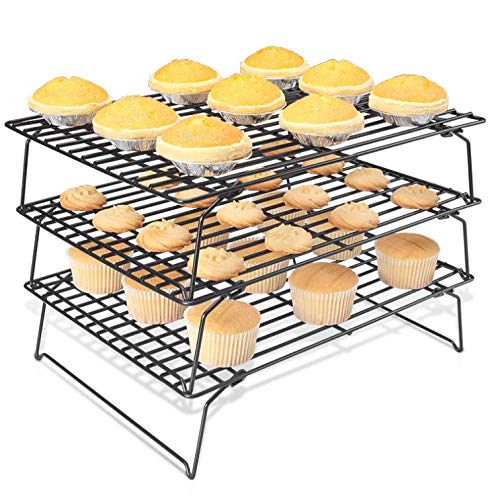 Acobonline Rejilla para Enfriar repostería, 3 Niveles, Aluminio, Negro, Centimeters Anti-adherente – Uso Individual o apilable para Ahorrar Espacio en la Cocina (Negro) Acobonline Rejilla para Enfriar repostería, 3 Niveles, Aluminio, Negro, Centimeters Anti-adherente – Uso Individual o apilable para Ahorrar Espacio en la Cocina (Negro)