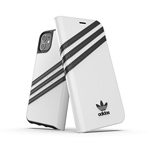 adidas Originals - Funda para iPhone 11, Funda Protectora Folio PU folleto teléfono móvil - Blanco/Negro