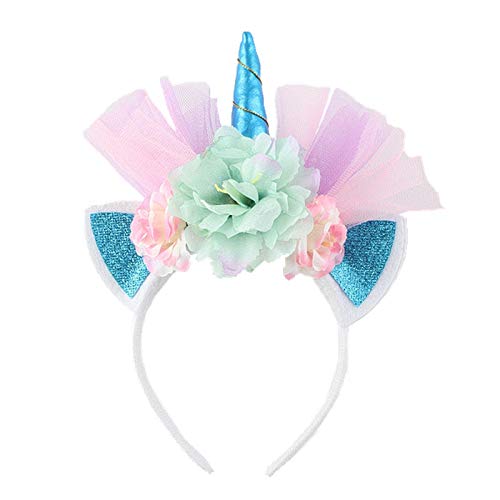 ADKYDiadema para niños creativa unicornio Halloween girl tiara party princess conejo orejas diadema (2 piezas)