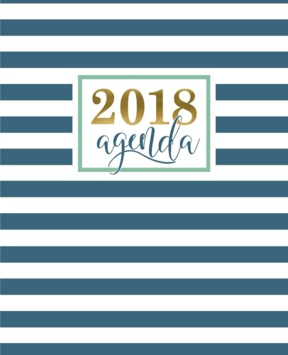 Agenda: 2018 Agenda semana vista español : 190 x 235 mm, 160 g/m² : Moderno estampado de rayas geométricas en verde azulado: Volume 14 (Calendarios, agendas y organizadores personales)