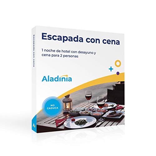 ALADINIA Escapada con Cena. Cofre Regalo Original con Noche de Estancia en Hotel y Cena. Pack experiencias Fin de Semana para Regalar a Parejas en Navidad, Reyes, Aniversario de Bodas o San Valentín ALADINIA Escapada con Cena. Cofre Regalo Original con Noche de Estancia en Hotel y Cena. Pack experiencias Fin de Semana para Regalar a Parejas en Navidad, Reyes, Aniversario de Bodas o San Valentín