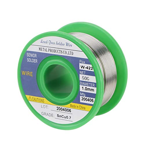 Alambre de soldadura sin plomo Guokukey Sn99.3 Cu0.7 1 mm con núcleo de colofonia para soldadura eléctrica y reparación de bricolaje Peso neto 50g por Guokukey