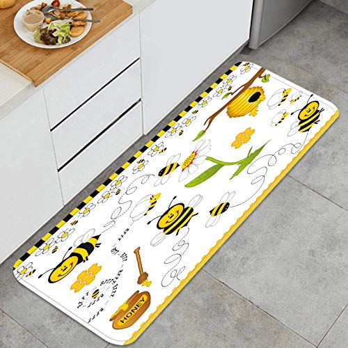 Alfombrilla de cocina antideslizante Abejas Voladoras Margarita Miel Manzanilla Flores Polen Primavera Animal Decoración piso de alfombra para baño, sala de estar, oficina, fregadero-120cm x 45cm Alfombrilla de cocina antideslizante Abejas Voladoras Margarita Miel Manzanilla Flores Polen Primavera Animal Decoración piso de alfombra para baño, sala de estar, oficina, fregadero-120cm x 45cm