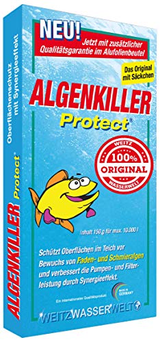Algenkiller Protect® - Cuidado de agua para estanques de jardín y natación (150 g, para máx. 10.000 litros)