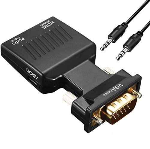AMANKA VGA a HDMI Adaptador Convertidor de Video 1080P, Micro USB Cable de Audio y Cable Incluidos (VGA a HDMI)